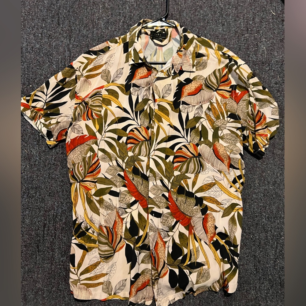 Zara Multicolor Leaf Print Shirt